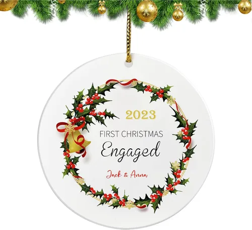 Adorno personalizado para pareja comprometida 2024, primera Navidad para casados juntos comprometidos, adornos de Navidad personalizados, idea,