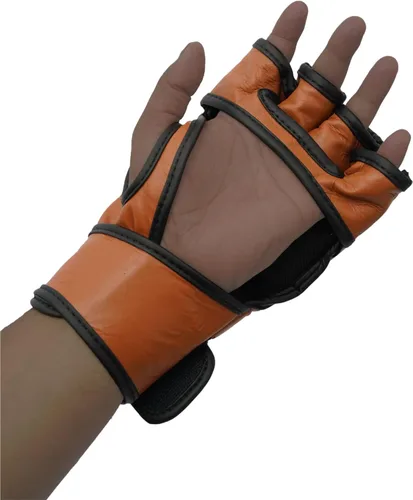 Miniatura 6 de Guantes MMA para hombre, guantes de boxeo con palma abierta, guantes de boxeo de cuero para artes marciales para hombres y mujeres, guantes