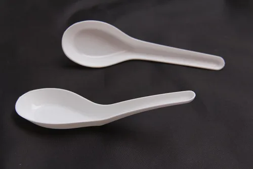 Miniatura 2 de Paquete de 100 cucharas desechables de sopa asiática, cucharas de sopa chinas desechables de plástico, color blanco
