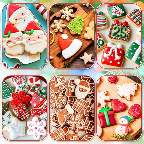 Miniatura 2 de MAPVOLUT Juego de 14 cortadores de galletas de Navidad, patrones clásicos de Navidad, acero inoxidable de grado alimenticio, fácil de desmoldear