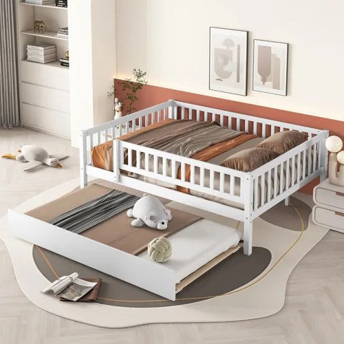 Miniatura 16 de Harper & Bright Designs Sofá cama de tamaño individual con nido, marco de cama individual de madera para niños con rieles, no necesita somier, fácil