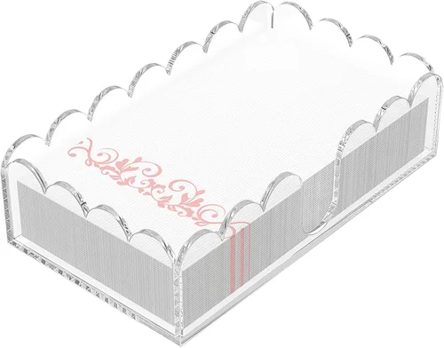 Miniatura 9 de YAGELI Servilletero acrílico transparente – Elegante bandeja festoneada para cóctel, baño, cocina y comedor – Toalla de papel plana y organizador
