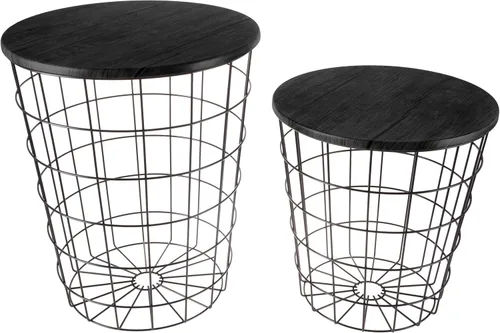 Miniatura 6 de Lavish Home - Mesas auxiliares apilables con almacenamiento Negro
