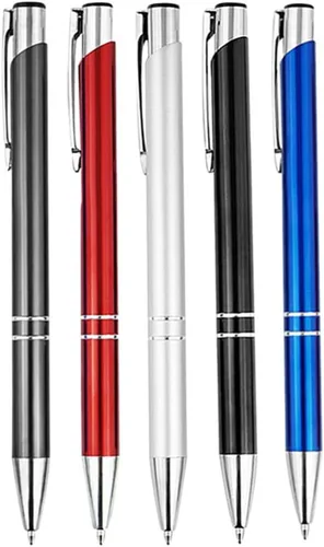 Cabilock Bolígrafos de metal, 5 bolígrafos retráctiles, tipo prensa, bolígrafo de tinta negra, bolígrafo de rodillo, bolígrafo de diario, papelería