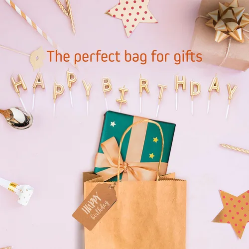 Miniatura 6 de Bolsas de papel kraft con asas trenzadas para regalo navideño, multiusos, adecuadas para cualquier ocasión, 10 x 5 x 13 pulgadas, color marrón