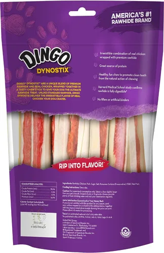 Miniatura 3 de Dingo DynoStix - 10 palitos de cuero crudo para perros pequeños, hechos con pollo real, paquete de 6