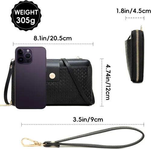 Miniatura 3 de Cartera cruzada para teléfono celular para mujer con protección RFID y múltiples ranuras para tarjetas