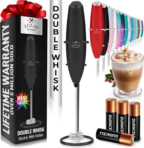 Miniatura 29 de Zulay Kitchen Espumador de leche de mano con pilas Duracell AA – Mezclador eléctrico ultrarrápido y creador de espuma, mezclador de bebidas fácil