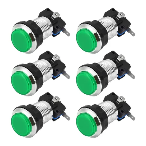 Miniatura 5 de uxcell Botón pulsador de juego 1.299 in redondo interruptor de botón con micro interruptor para videojuegos arcade azul 6pcs