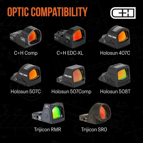 Miniatura 3 de C+H Placa de montaje Red Dot compatible con Walther PDP 1.0/2.0 Compatible con Trijicon RMR/SRO Holosun 407C/507C/507C/507Comp/508T Fabricado