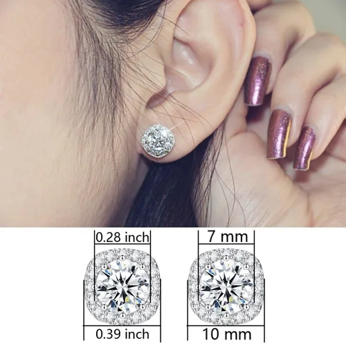Miniatura 2 de SENCLE Aretes de plata de ley S925 con circonita cúbica chapada en oro blanco y amarillo de 18 quilates para mujer