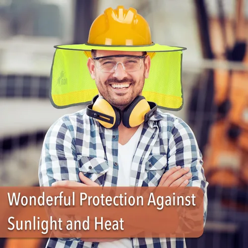 Miniatura 6 de UNCO - Casco de Sombrero Duro con Protector Solar, 1 Paquete, Amarillo, Visera Completa y Estándar de Malla Reflectante de Alta Visibilidad