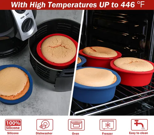 Miniatura 2 de Webake Molde para pasteles de 5 pulgadas para hornear moldes redondos antiadherentes, LFGB Platinum Silicon Air Freidora de aire Juego de 4