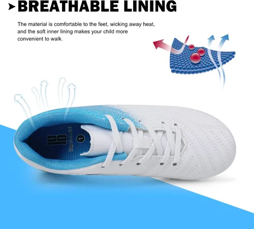 Miniatura 4 de Brooman - Zapatos deportivos con tacos para niños y niñas, zapatos de fútbol para usar al aire libre