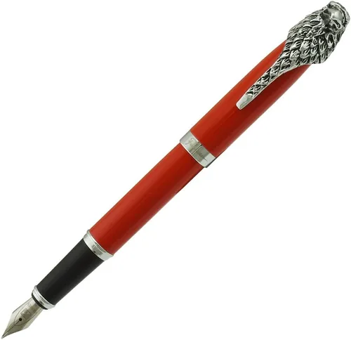 Miniatura 3 de Fuliwen Eagle Head - Pluma estilográfica con convertidor de recambios de tinta, tamaño mediano (rojo)