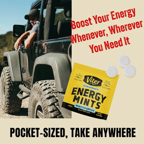 Miniatura 6 de Viter Energy Mentas de Cafeína 80mg de Fuerza Extra - 90 Piezas Cafeinadas con Vitaminas B. Menta Vegana Sin Azúcar. Potenciador de Enfoque