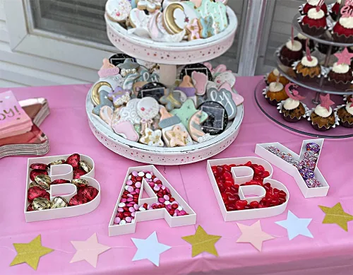 Miniatura 9 de Bandeja de exhibición reutilizable de plástico de 10" para golosinas, charcutería, pop de pastel, caramelos, caja de charcutería, letras
