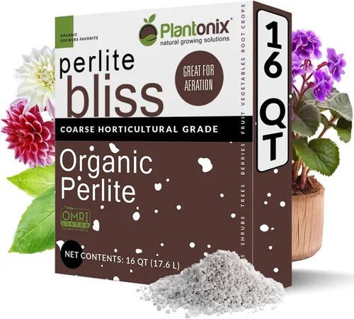 Perlite Bliss (16 qts) - Perlite orgánico para plantas - Perlite grueso a granel como enmienda del suelo - Perlite en trozos para plantas, tierra