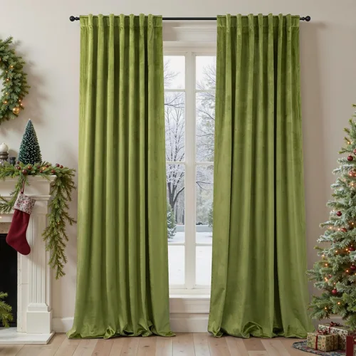 Miniatura 38 de Cortinas de terciopelo opacas para oscurecer la habitación de 63 pulgadas de largo para sala de estar, comedor, 2 paneles, privacidad pesada