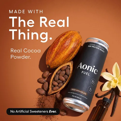 Miniatura 4 de Aonic Fuel - Batido de proteínas, chocolate rico, sin lactosa, 11 onzas líquidas (paquete de 12) 1.13 oz de proteína, 0.18 oz de fibra, sin