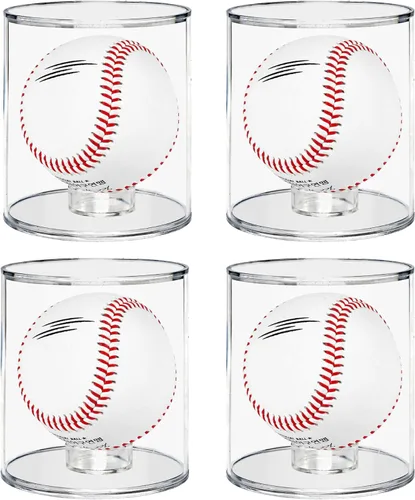 Miniatura 10 de Cilindro de exhibición de béisbol, vitrina acrílica más grande de 3.5 pulgadas de diámetro con soporte interior reemplazable para anillo de béisbol