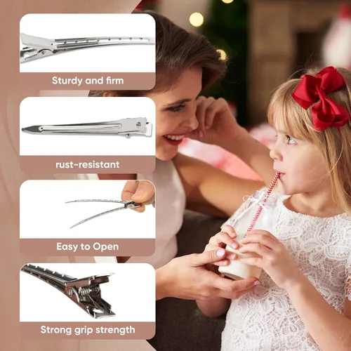 Miniatura 6 de Pinzas para el cabello para rodillos, clip de rizo de alfiler, pinzas de metal con pico de pato para mujer, 24 piezas (3.5 pulgadas), pinzas