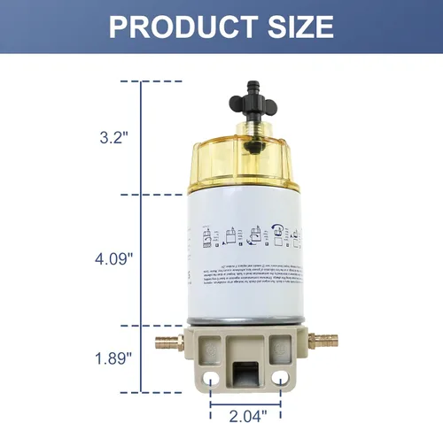 Miniatura 5 de S3227 Filtro de combustible Separador de agua de repuesto para motor fueraborda marino Mercury con púas de 3/8 pulgadas x 1/4 pulgadas NPT