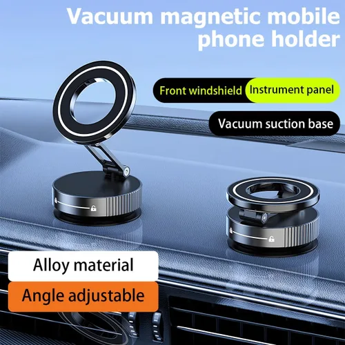Miniatura 2 de HZEL Soporte magnético para teléfono al vacío para automóvil, soporte plegable para teléfonos inteligentes con ventosa, giratorio de 360°
