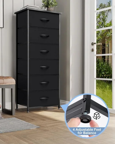 Miniatura 9 de Crestlive Products Torre de Almacenamiento Vertical para Cómoda - Marco de Acero Resistente, Superficie de Madera, Contenedores de Tela de Fácil