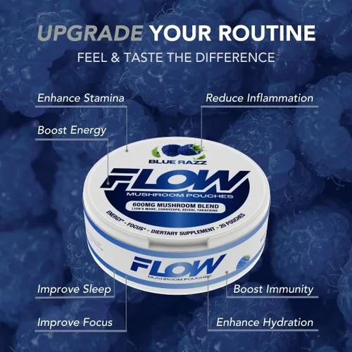 Miniatura 4 de Flow Pouches Bolsas nootrópicas de hongos – 600 mg orgánico de hongos energéticos ultra bolsas con melena de león, reishi, cordyceps