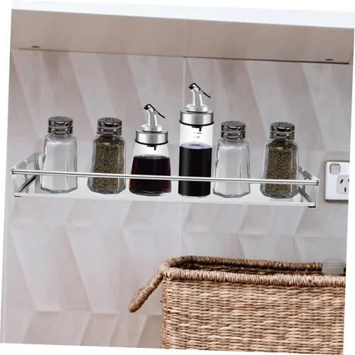 Miniatura 2 de Estante de pared de cocina de acero inoxidable, organizador multiusos para especias con base extraíble, almacenamiento montado en la pared