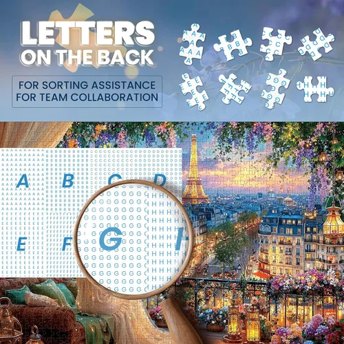 Miniatura 5 de Rompecabezas para adultos de 1000 piezas, rompecabezas de 1000 piezas con letras en la parte posterior, rompecabezas de perro Corgi Happy Beach