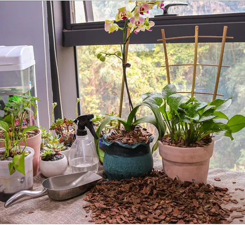Miniatura 2 de Corteza orgánica para macetas de orquídeas de 3 cuartos - Mantillo natural para plantas en maceta, desarrollo de raíces de plantas de orquídeas