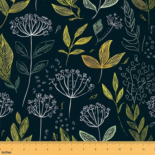Feelyou The Yard, tela bontanica de ramas florales de dibujos animados, tela de tapicería para sillas y proyectos de bricolaje en el hogar,