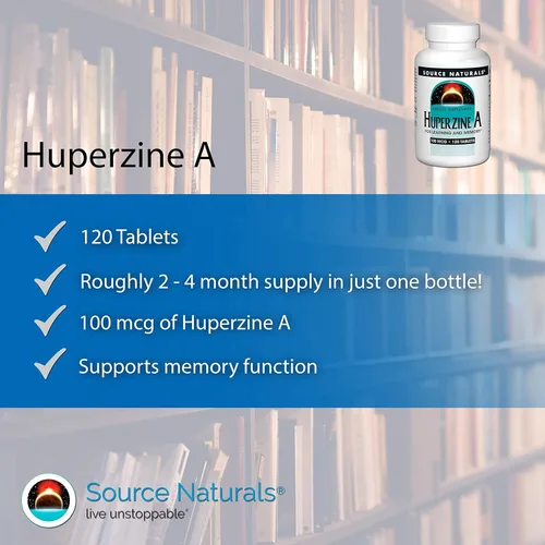 Miniatura 5 de Source Naturals Huperzina A, para el aprendizaje y la memoria*, 100mcg - 120 Tabletas