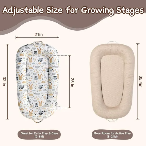 Miniatura 4 de Tumbona para bebé, tumbona para recién nacido de 0 a 24 meses, portátil y suave, regalos esenciales para bebés, tumbona portátil transpirable