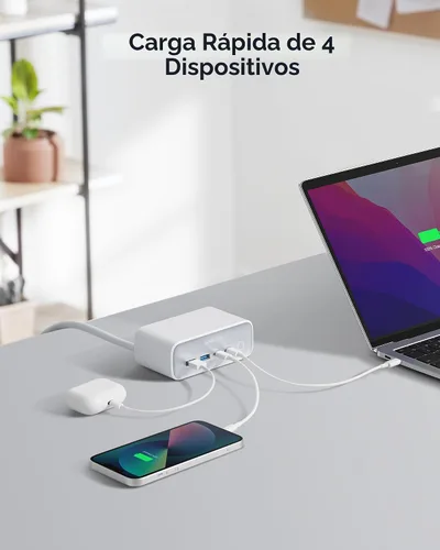 Miniatura 3 de Anker Estación de carga 525, tira de alimentación USB C de 7 en 1 para iPhone 13/14, cable de extensión de 5 pies con 3 AC, 2 USB A, 2 USB C, Blanco