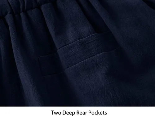 Miniatura 5 de MAGCOMSEN Pantalones capri para hombre con 4 bolsillos pantalones cortos de lino holgados de pierna ancha pantalones cortos capri casuales para yoga