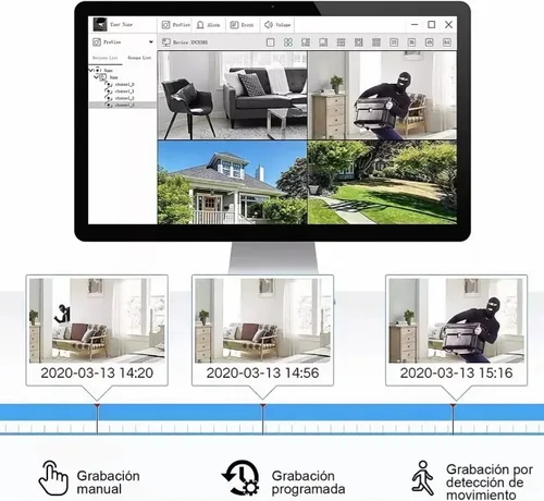 Miniatura 5 de Sistema de cámara de seguridad para el hogar 3000TVL Vigilancia DVR Kits, 4 unids con cable 1080P AHD/CVI/TVI cámara coaxial HD