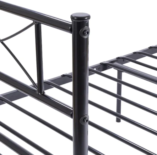 Miniatura 8 de Marco de cama de metal, tamaño individual, 6 patas, dos cabeceros, base de colchón, plataforma de acero, cama para niños, repuesto de somier