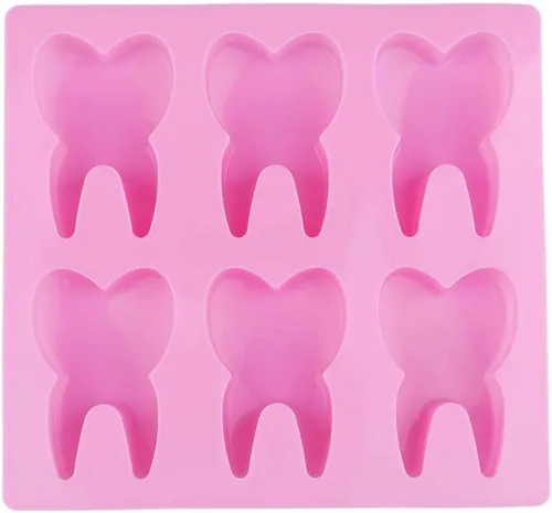 Miniatura 7 de Molde de silicona para dientes, divertida bandeja de cubitos de hielo con forma de dientes, molde de gelatina de postre de caramelo de chocolate
