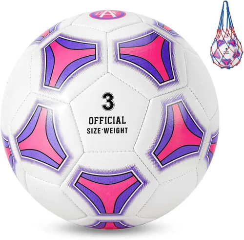 STEEFAN Pink Soccer Ball Full Size 3/4/5 for Kids Outdoor Play,Color Change Soccer Stuff with Official Size Ball Needles and Air Pump,Gift for Kid