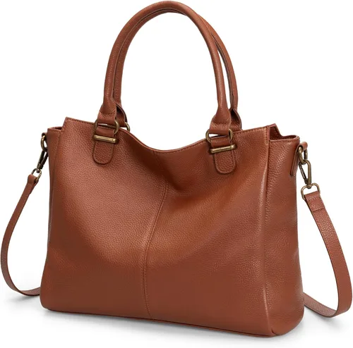 befen Carteras de cuero genuino suave para mujeres, bolso tote pequeño, carteras, bolsos cruzados con asas superiores, cartera bandolera tipo satchel