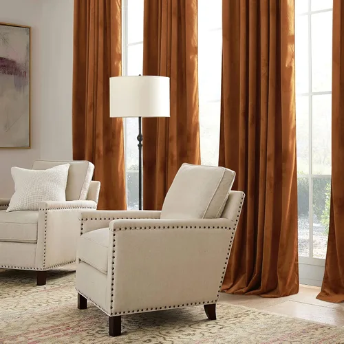 Miniatura 5 de RYB HOME Cortinas de Otoño de Terciopelo Naranja Quemado, Bloqueo de Luz, Aislamiento Térmico, Tratamiento de Ventana de Lujo Terracota, Fondos