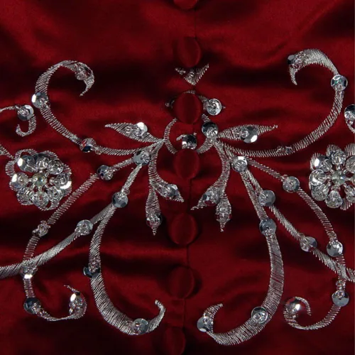 Miniatura 5 de Kivary Bordado de plata con cuentas una línea de vestidos de novia blancos del hombro