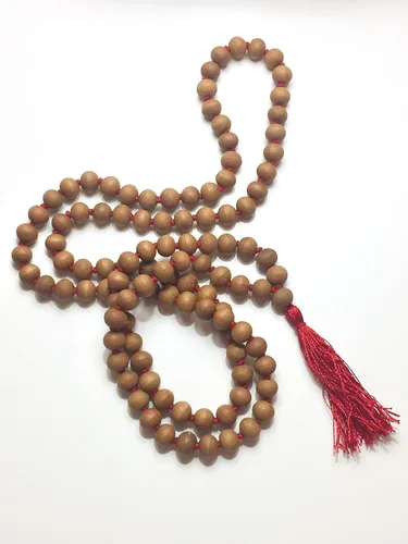 Miniatura 3 de Cuentas de sándalo Mala de 108 + 1 0.315 in, collar de Mala Japa Mala anudadas a mano, cuentas de oración tibetana, cuentas de meditación, collar