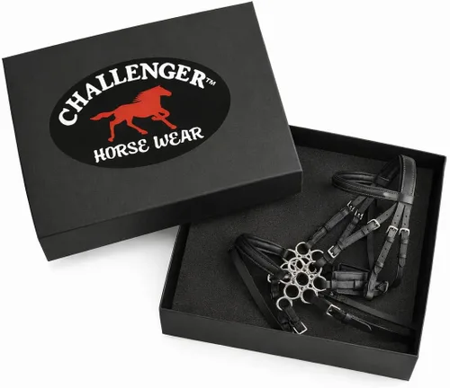 Miniatura 3 de CHALLENGER Caballo Cuero Flor Mango Acolchado Noseband Entrenamiento Hackamore Curb Correa 35H67