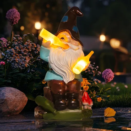 DKJOCKY Regalos de gnomos para mujeres para Navidad, divertidos gnomos de jardín para decoración al aire libre para patio, gnomos con luces solares,