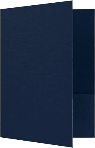 LUXPaper Carpetas de presentación de 9" x 12" | Dos bolsillos | Lino azul náutico | Cubierta de 100 lb. | Cantidad de 10 Lino Azul Oscuro