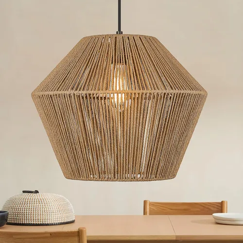 ELYONA Lámpara Colgante Tejida Grande de 16.5 pulgadas Candelabro Moderno Boho Pantalla de Cesta de Ratán Tejida a Mano Accesorios de Lámpara